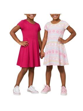Wonder Nation Girls Size XS 4/5 Dresses Set Of 2 Solid Pink & Patterned Pink